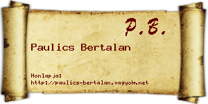 Paulics Bertalan névjegykártya