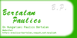 bertalan paulics business card